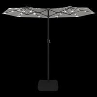 Parasol dubbel dak met LED 316x240 cm zandwit - thumbnail