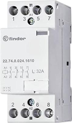 Finder 22.74.0.024.1310 Contactor 4x NO 24 V/DC, 24 V/AC 32 A 1 stuk(s) Finder 22.74.0.024.1310 Contactor 4x NO 24 V/DC, 24 V/AC 32 A 1 stuk(s)