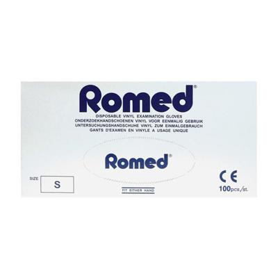 Romed Vinyl handschoen niet steriel gepoederd S 100 Stuks Romed Vinyl handschoen niet steriel gepoederd S 100 Stuks