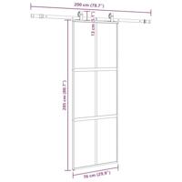 Schuifdeur met beslagset 76x205 cm gehard glas zwart - thumbnail