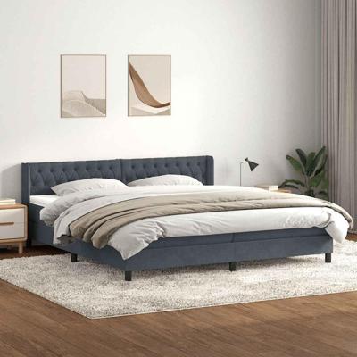 Boxspring met matras fluweel donkergrijs 180x210 cm