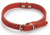 Beeztees - Halsband Hond - Leer - Rood - 27-33 cm x 12 mm - thumbnail