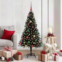 VidaXL Kerstboom met 150 led met standaard zwart 150 cm pvc - thumbnail