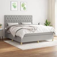 Boxspring met matras stof lichtgrijs 160x200 cm - thumbnail