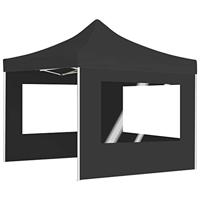 Partytent inklapbaar met wanden 3x3 m aluminium antraciet - thumbnail
