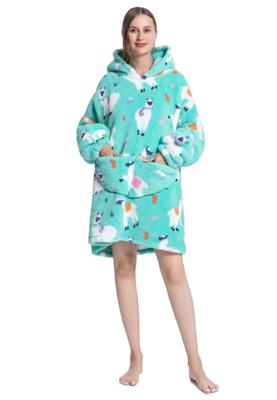 Animalprint deken met capuchon - fleece poncho-tijgerkop