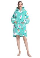 Animalprint deken met capuchon - fleece poncho-tijgerkop - thumbnail