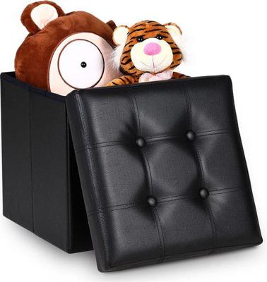 Opvouwbare poef met opslag zwart Opvouwbare poef met opslag zwart