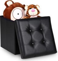 Opvouwbare poef met opslag zwart - thumbnail