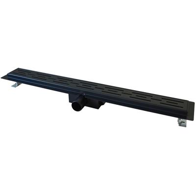 Wiesbaden Douchegoot met Flens en Rooster - 100x7cm - Mat Zwart