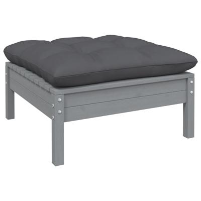 9-delige Loungeset met kussens grenenhout grijs - thumbnail