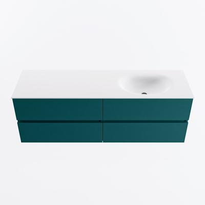 MONDIAZ VICA 150cm badmeubel onderkast Smag 4 lades. Wastafel MOON rechts zonder kraangat, kleur Talc.