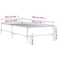 Bedframe bewerkt hout en metaal grijs sonoma eiken 100x200 cm - thumbnail