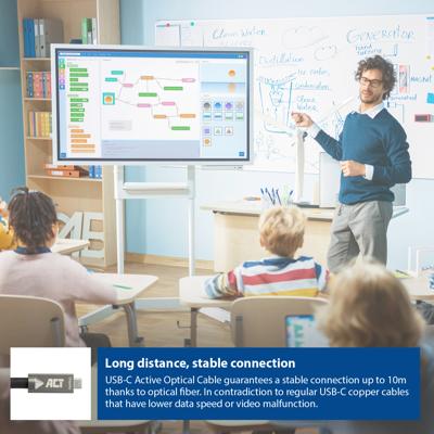 ACT Connectivity USB-C 3.2 Gen2 Active Optical Cable (AOC) aansluitkabel, 3m ACT Connectivity USB-C 3.2 Gen2 Active Optical Cable (AOC) aansluitkabel, 3m