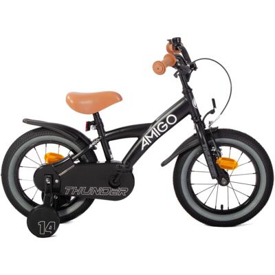 AMIGO Thunder 14 Inch 22 cm Jongens Terugtraprem Zwart/Wit