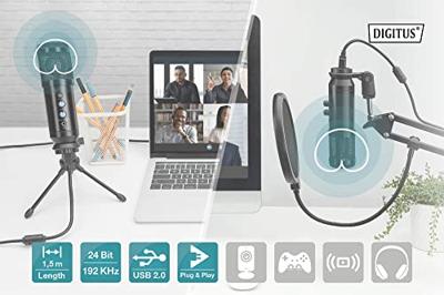 Digitus DA-20301 Spraakmicrofoon Statief Zendmethode:Kabelgebonden, USB Incl. kabel, Incl. windkap, Voet, Incl. standaard USB, USB-A, USB-B, Audio, stereo (3.5 Digitus DA-20301 Spraakmicrofoon Statief Zendmethode:Kabelgebonden, USB Incl. kabel, Incl. windkap, Voet, Incl. standaard USB, USB-A, USB-B, Audio, stereo (3.5