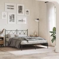 Bedframe met hoofdbord metaal zwart 135x190 cm - thumbnail