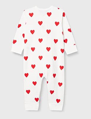 Biologisch katoenen baby pyjama PETIT BATEAU wit hartjesprint