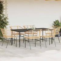 7-delige Tuinset poly rattan glas bruin - thumbnail