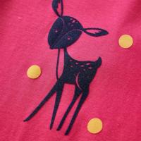 Kindershirt met lange mouwen hertenprint 92 felroze - thumbnail