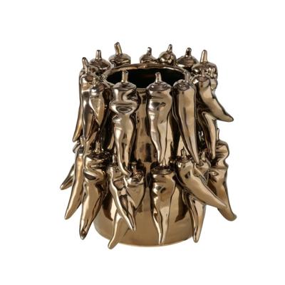 Boltze Home vaas peperony dia19x19cm aardewerk metallic bruin