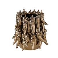 Boltze Home vaas peperony dia19x19cm aardewerk metallic bruin - thumbnail