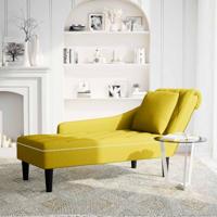 Chaise longue met kussen en rechterarmleuning fluweel geel - thumbnail