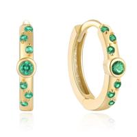 Elenza Goudkleurige Hoepel Oorbellen met Groene Zirkonia - thumbnail