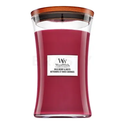WoodWick Geurkaars Large Wild Berry & Beets - 18 cm / ø 10 cm - Geurkaars in Glas - Houten Lont