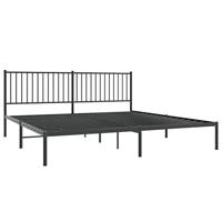 Bedframe met hoofdbord metaal zwart 193x203 cm - thumbnail