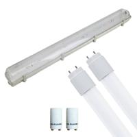 LED TL Armatuur met T8 Buis Incl. Starter - Aigi Hari - 120cm Dubbel - 32W - Helder/Koud Wit 6400K - Waterdicht IP65 - thumbnail