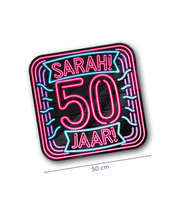 NEON Deurbord Sarah 50 jaar
