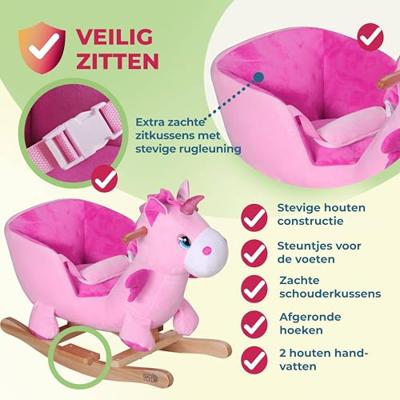 Schommeldier Eenhoorn met veiligheidsgordel en geluidsfunctie
