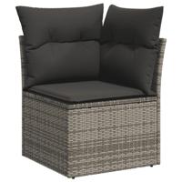 7-delige Loungeset met kussens poly rattan grijs - thumbnail