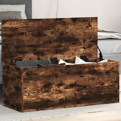 Opbergbox 90x35x35 cm bewerkt hout gerookt eikenkleurig Opbergbox 90x35x35 cm bewerkt hout gerookt eikenkleurig