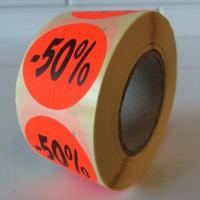 Etiket fluor rood 27mm -50% 500/rol - thumbnail
