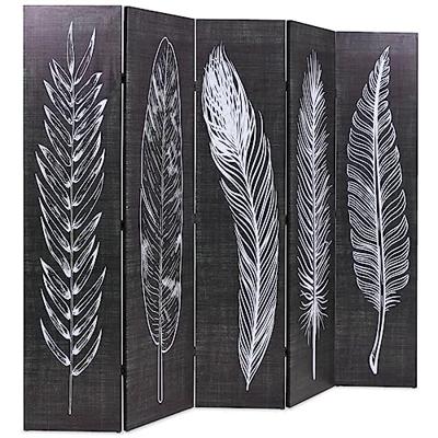 Kamerscherm inklapbaar veren 200x170 cm zwart en wit