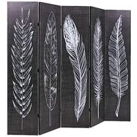 Kamerscherm inklapbaar veren 200x170 cm zwart en wit - thumbnail