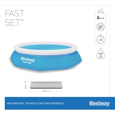 Bestway Opblaasbaar Zwembad Volwassen Ring met Filter 244x61 cm Tuin 57450 - thumbnail