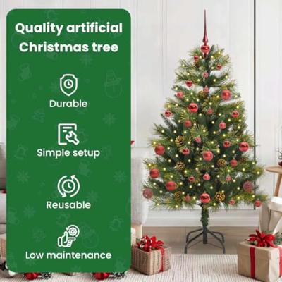 VidaXL Kunstmatige scharnier kerstboom met cones groen 150 cm