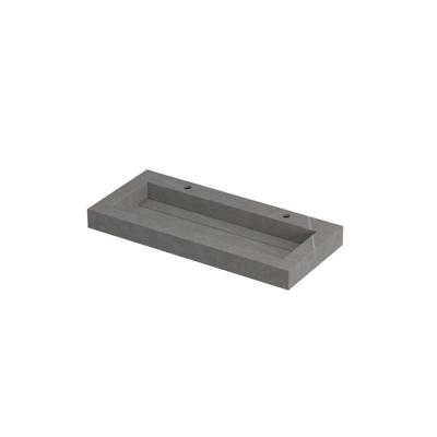 INK Pitch Wastafel Keramische Slab Centraal met Drain en Front en Side Skirts 2 Kraangaten - 1000x450x90 mm - Armani Grey Mat