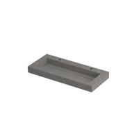 INK Pitch Wastafel Keramische Slab Centraal met Drain en Front en Side Skirts 2 Kraangaten - 1000x450x90 mm - Armani Grey Mat - thumbnail