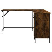 Bureau 141x141x75 cm bewerkt hout gerookt eikenkleurig - thumbnail