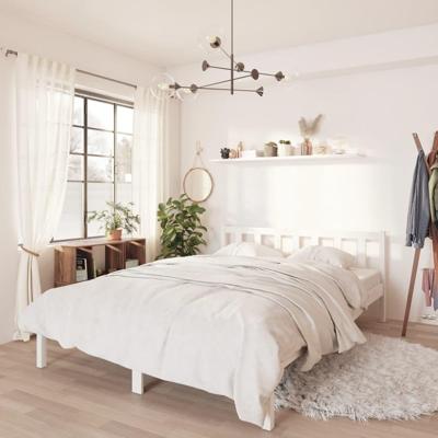 Bedframe massief grenenhout wit 150x200 cm