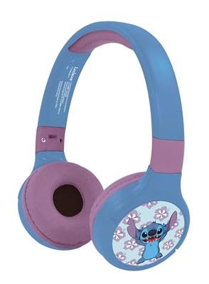 Lexibook - Disney Stitch HPBT010D 2-in-1 Bluetooth and Wired Headphones with Microphone and Control Button, Foldable and Adjustable, Rechargeable Long Term Battery