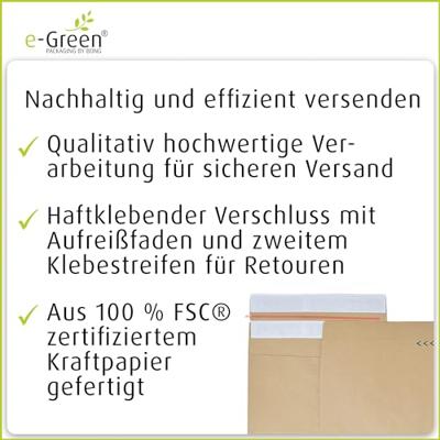 e-Green enveloppen met blokbodem, ft 400 x 500 x 100 + 100 mm, doos van 100 stuks