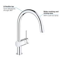 Grohe Minta keukenkraan met mousseur chroom - thumbnail