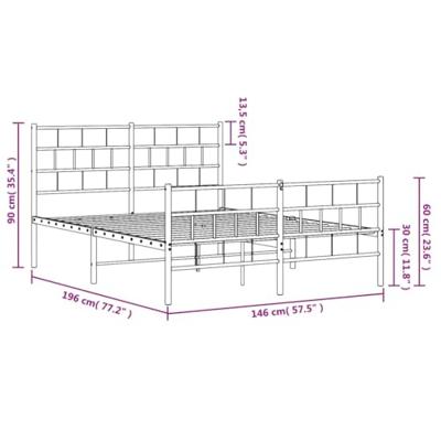 Bedframe met hoofd- en voeteneinde metaal wit 140x190 cm