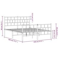 Bedframe met hoofd- en voeteneinde metaal wit 140x190 cm - thumbnail