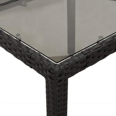 9-delige Tuinset met kussens poly rattan en glas zwart - thumbnail